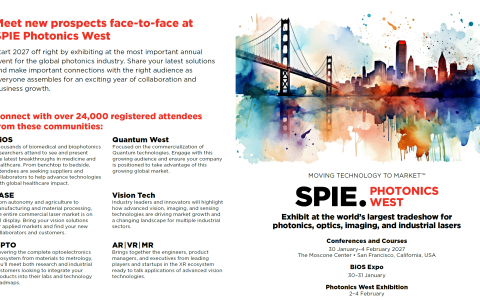 抢占全球光电行业制高点！2027美国西部光电展会Photonics West最后展位火热征集