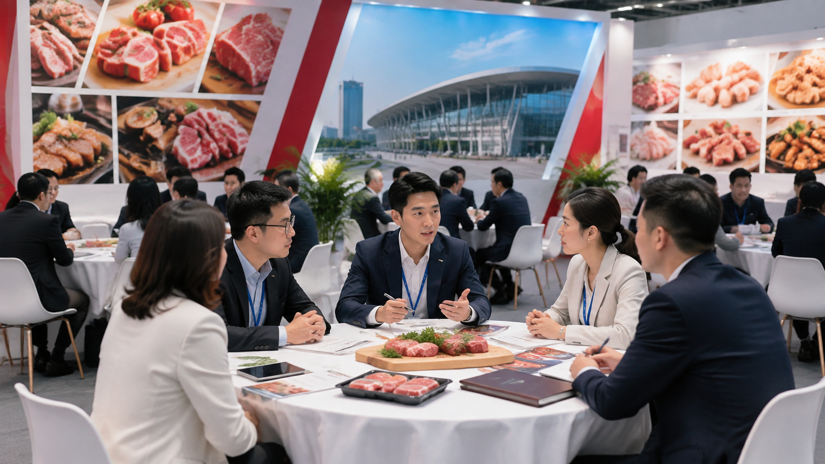 围绕“一个集中见客户、集中谈合作的场景”的展会招商决策配图,呈现与该段观点一致的产品、应用或沟通场景
