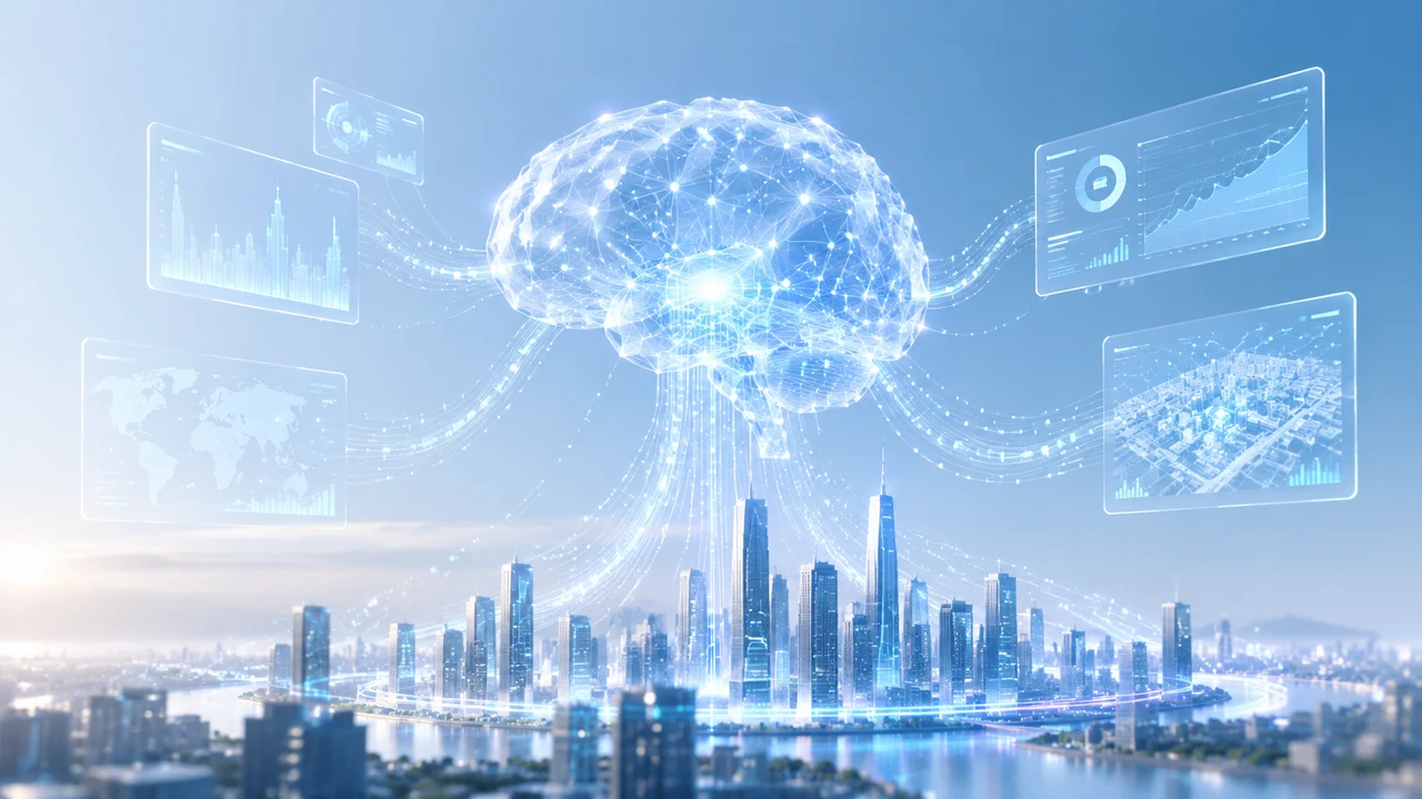 AI 智能体与数字网络概念图