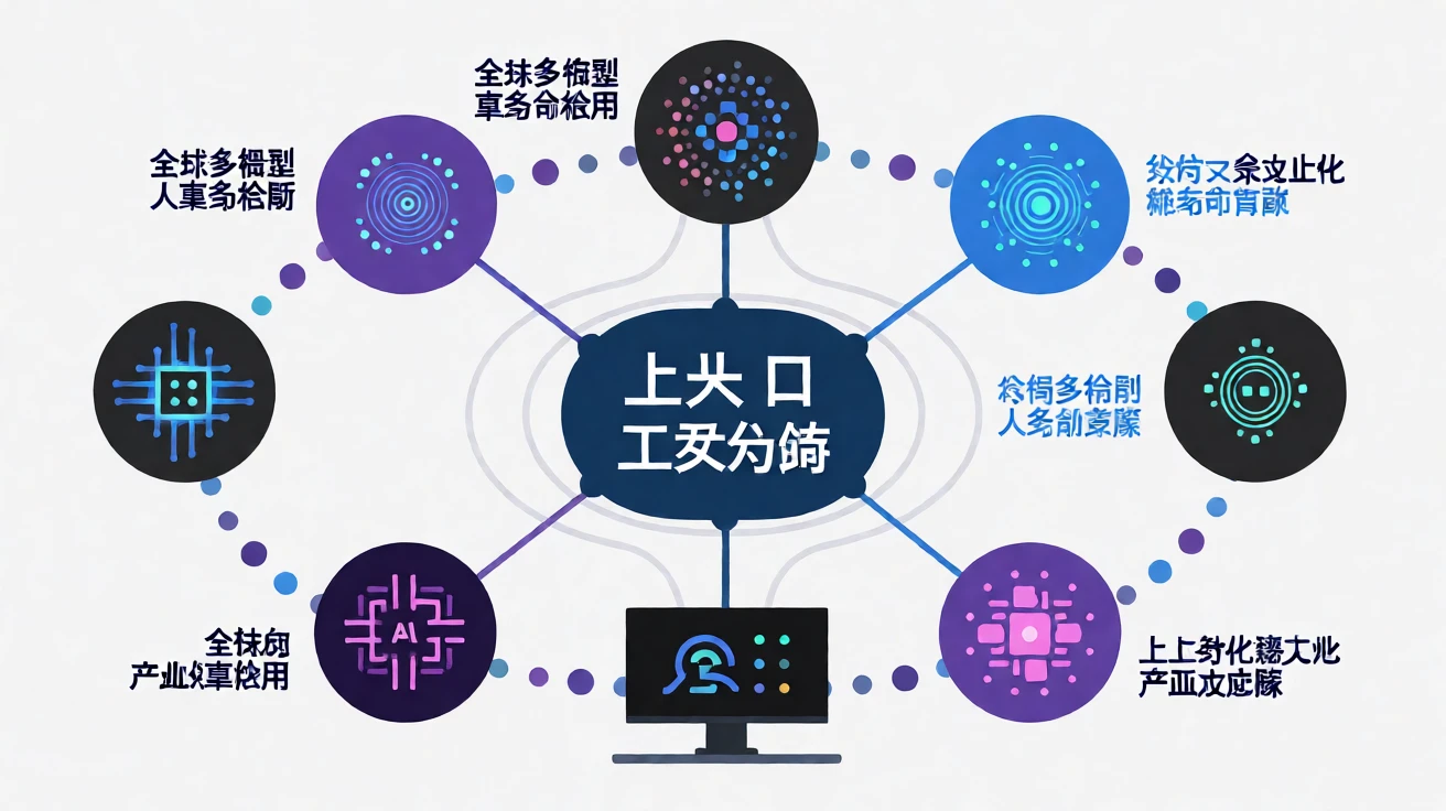 全球大模型市场份额变化:ChatGPT首次跌破50%对行业的意义 1 全球多模型人工智能竞争格局示意图