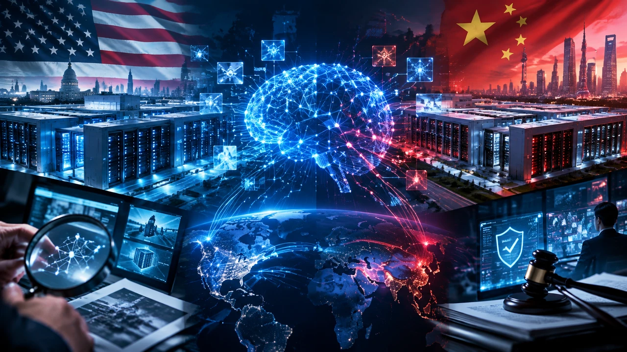 美国机构指控中国实验室系统性蒸馏模型:指控、证据与行业影响如何分开看? 1 中美人工智能模型竞争与监管博弈的概念画面