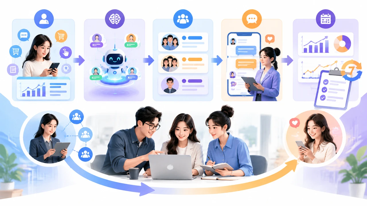 中小商家私域复购提效:用AI自动打标+分层触达,把企微沉默客户重新激活 2 AI驱动的企微客户分层触达流程