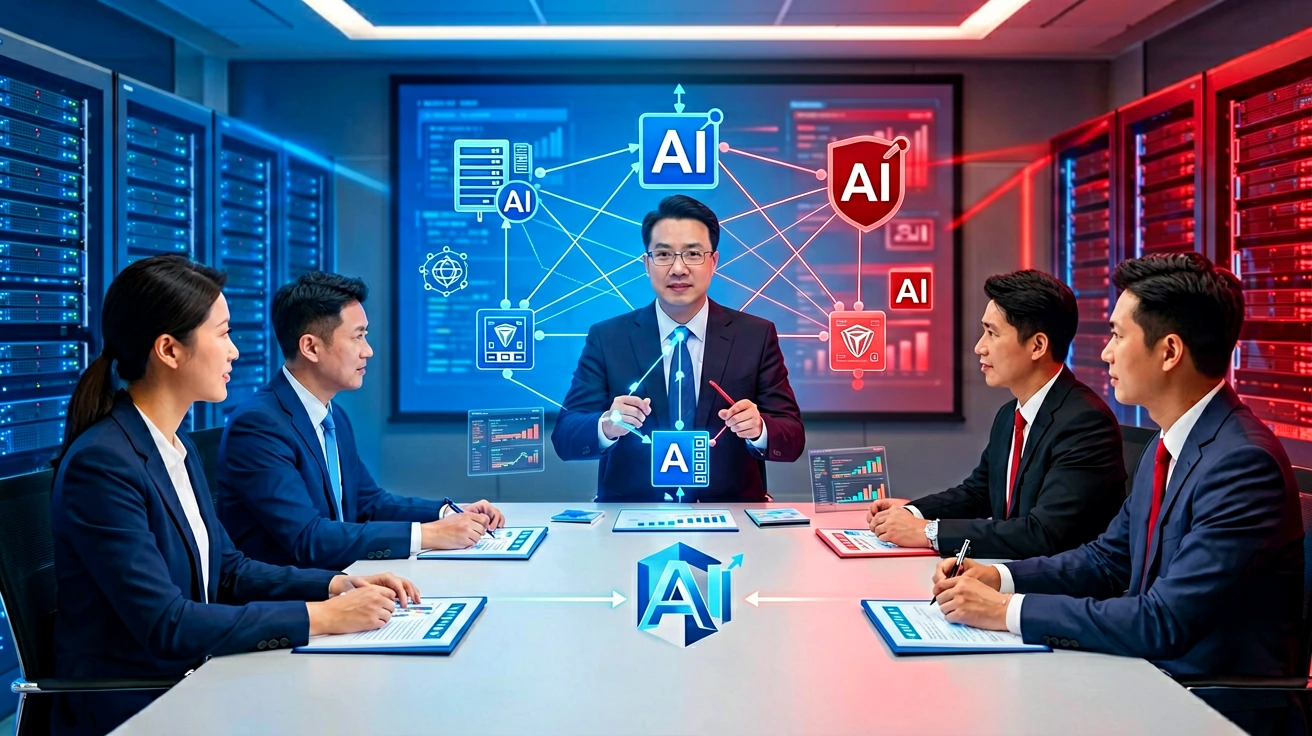 2026年AI指数报告解读:中美大模型竞争格局与企业选型新考量 1 中美大模型竞争与企业技术选型示意图