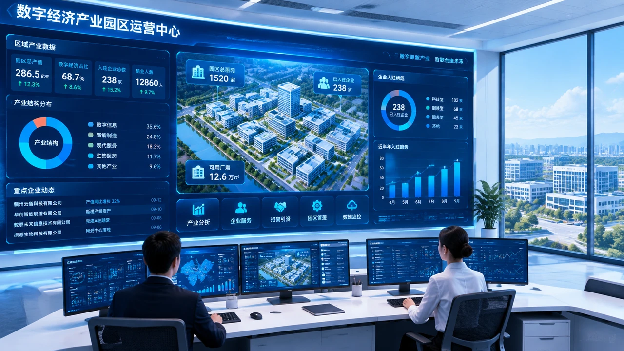 数字经济产业园区运营中控室场景