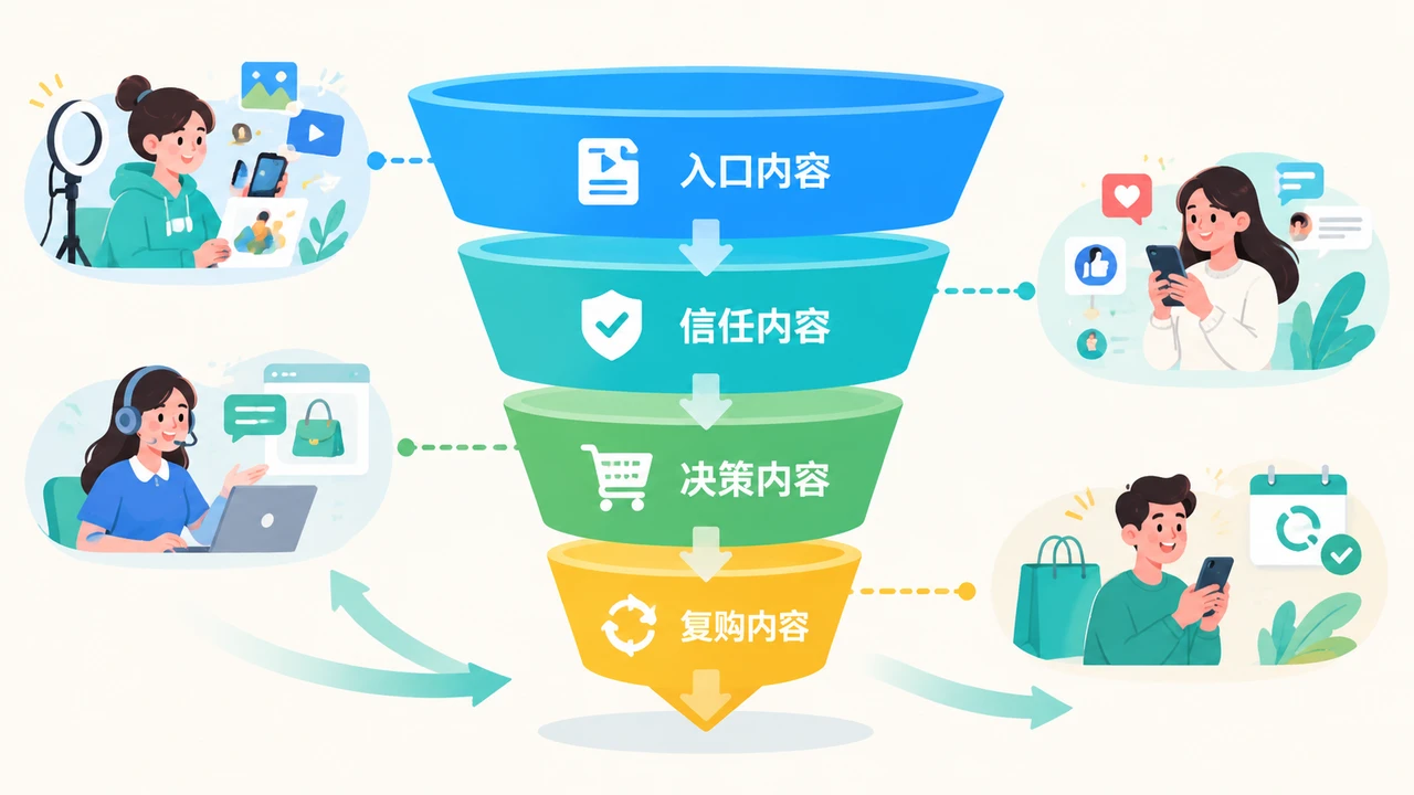 小红书搜索流量红利消退后,品牌如何用内容矩阵承接自然流量与转化? 2 小红书内容矩阵覆盖用户决策全链路