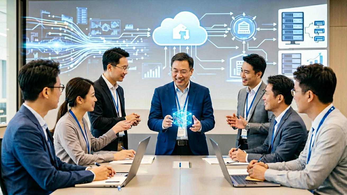 2026 AI产业生态大会释放信号:企业AI竞争正从模型能力转向可交付结果 1 企业AI从模型演示走向业务交付的会议讨论场景