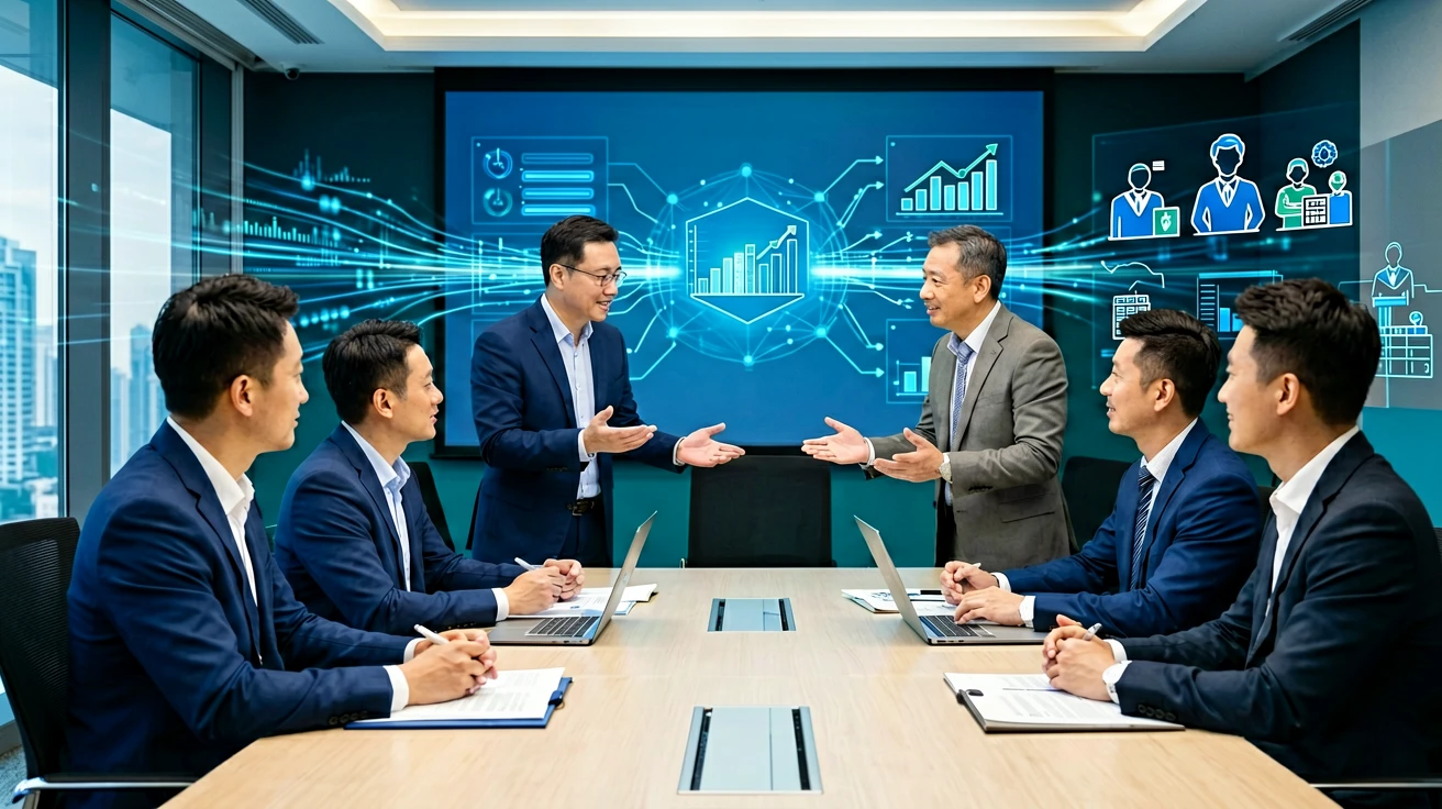 上海金融监管局发布企业级AI平台建设新规:金融机构落地路径全解析 1 金融机构管理团队讨论企业级人工智能平台建设路线