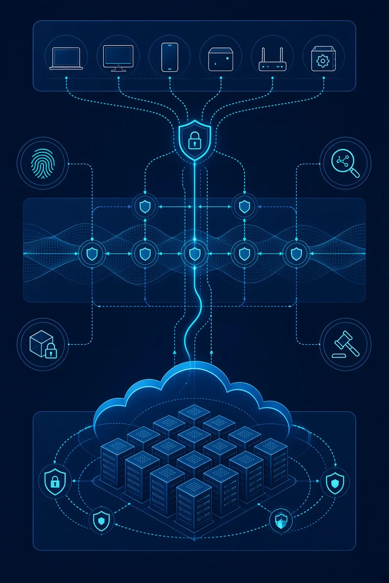 算力网络安全从单点防御走向端管云协同:企业如何评估计算可信、数据可控与行为可溯? 1 端管云协同的算力网络安全架构示意