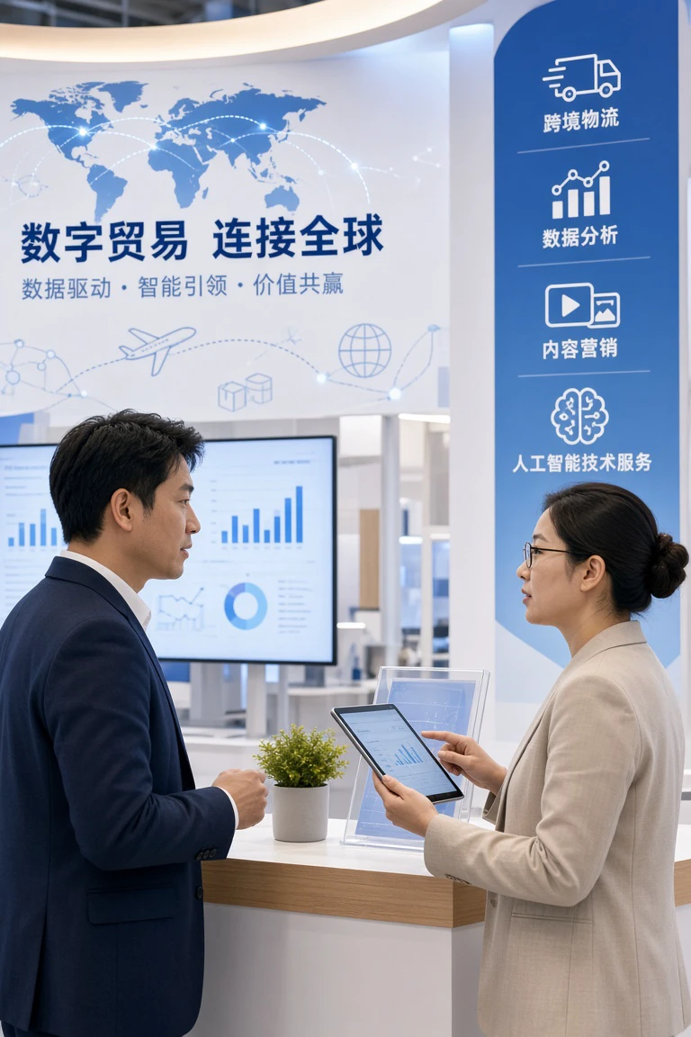 第五届数贸会9月23日至27日杭州举办:跨境电商企业参观前先核对三类AI合作需求 1 跨境电商企业在数字贸易展会现场核验人工智能合作需求