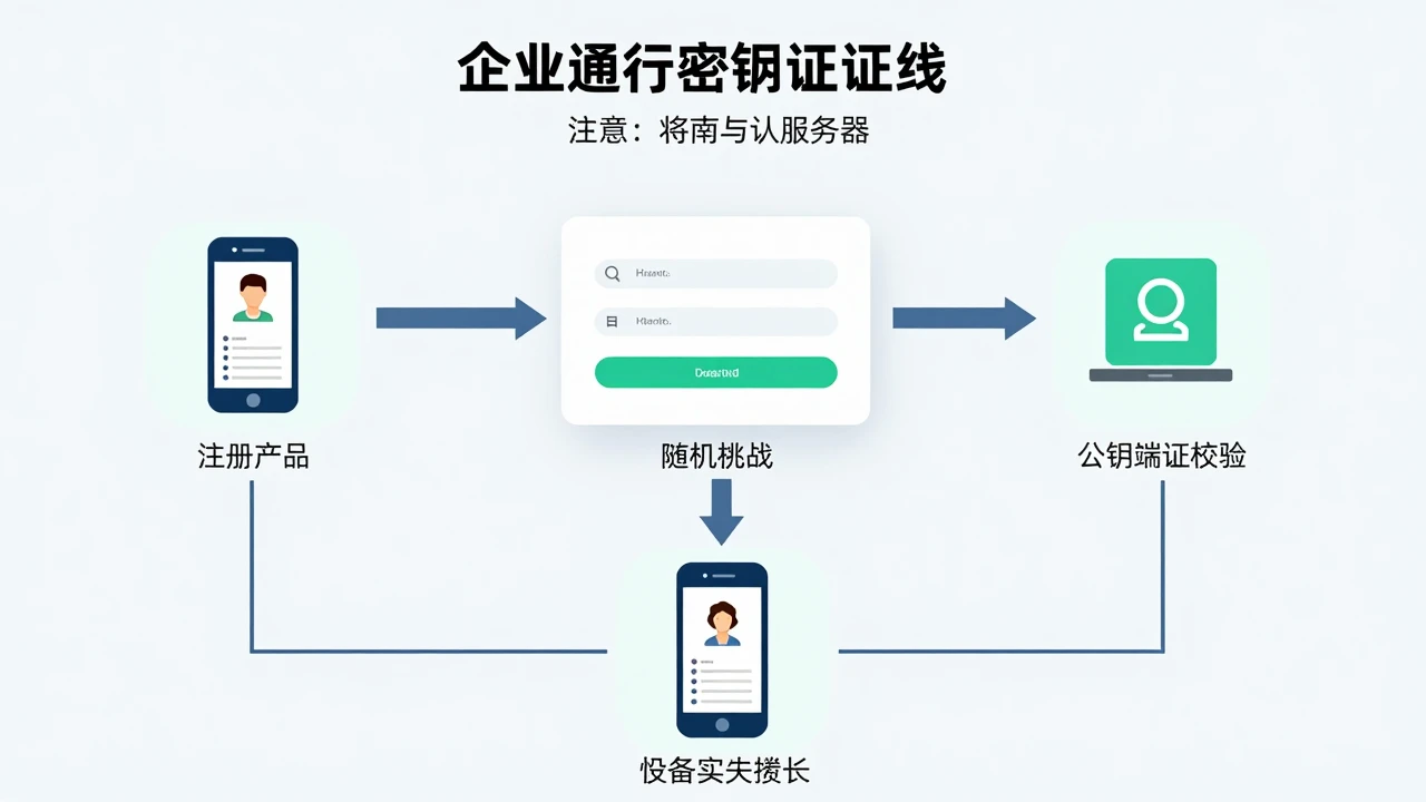 通行密钥认证与账号恢复流程示意图
