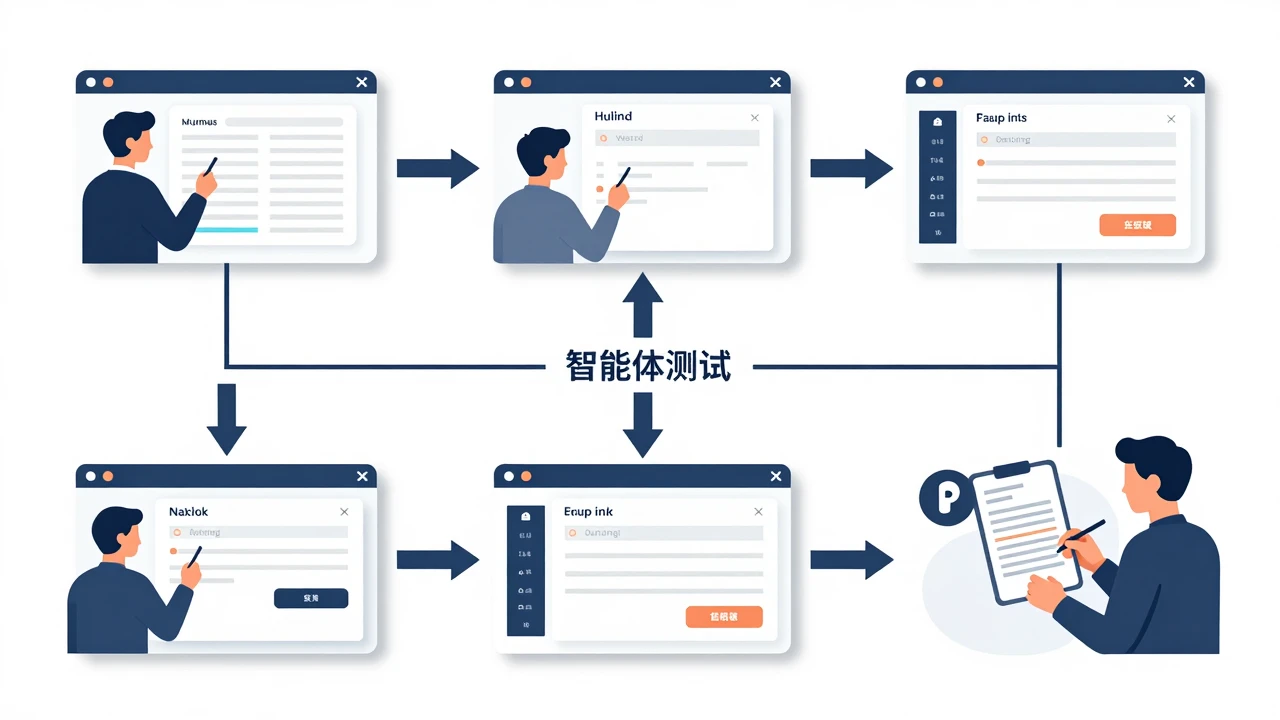 AI智能体跨网页任务实测:比较任务成功率、人工接管次数与执行稳定性 1 跨网页任务测试流程示意图
