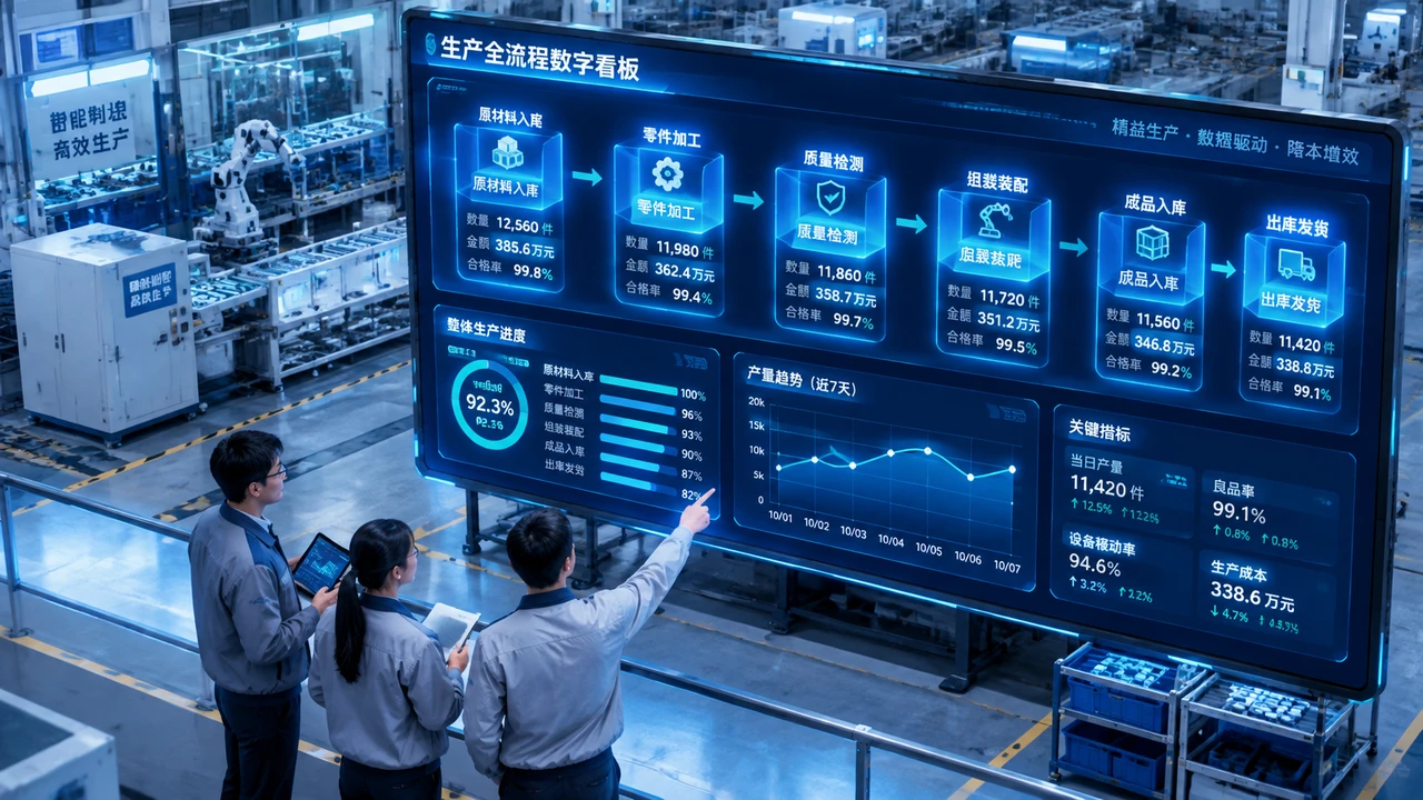 制造企业如何把数字化项目拆成可核算的价值单元?从立项论证到交付团队的实施框架 1 制造车间数字看板将整体流程拆分为多个可核算的价值单元